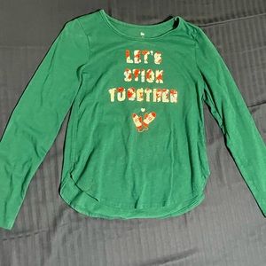 SO long sleeve green t-shirt with sequence